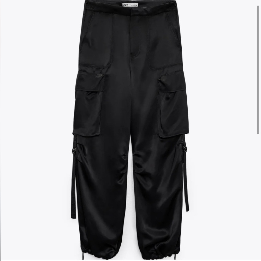 zara black silk cargo 2217/966/800